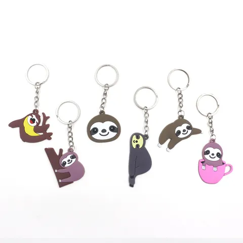 Simpatico Portachiavi in PVC con Bradipo del Fumetto Anello Portachiavi in Metallo Ciondolo Animale Decorazione della Borsa