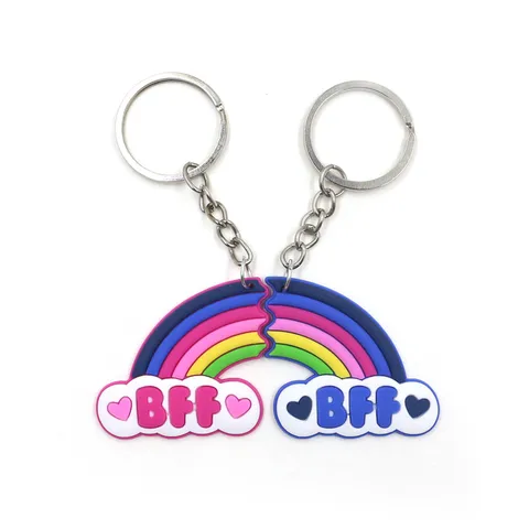 Mignon Ensemble d accessoires d amitié BFF Nuage Arc en Ciel Dessin Animé Bijoux en Métal PVC Porte clés Bracelet Slap Collier Pour Meilleurs Amis Cadeau Enfants