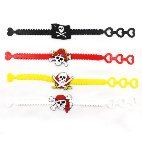 Halloween PVC Piraten Armband Kinder Verstellbares Armband Totenkopf Dekoratives Party Mitbringsel Armband Kleines Geschenk Zubehör