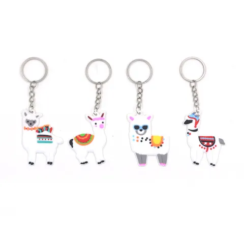 Niedlicher Cartoon Alpaka Schlüsselanhänger PVC Weichgummi Tier Taschenanhänger Bunter Dekorativer Schlüsselring Für Kinder Geschenk Zubehör