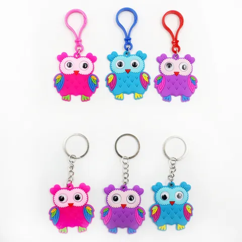 Cartoon Eule PVC Weichgummi Kinderschmuck Set Süße Tier Anhänger Halskette Ring Slap Armband Haarnadel Schlüsselanhänger Für Kinder Party Dekoration Zubehör Geschenk