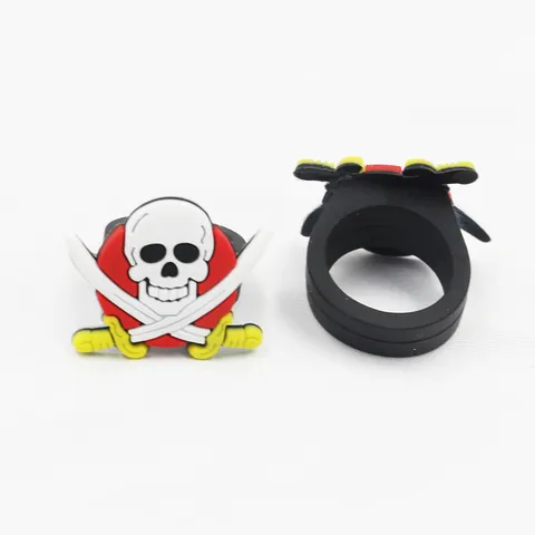 Cartoon Pirate Skull Crossbone Silicone Rings For Children Party Favor Geometric PVC Rubber Band Ring Small Toy Gift