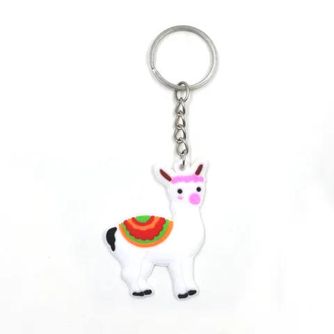 Niedlicher Cartoon Alpaka Schlüsselanhänger PVC Weichgummi Tier Taschenanhänger Bunter Dekorativer Schlüsselring Für Kinder Geschenk Zubehör