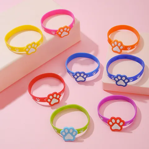 Süß Cartoon Katze Hund Pfotenabdruck Silikon PVC Armband Für Kinder Relief Tier Pfote Dekoratives Armband Party Geschenk Schmuck