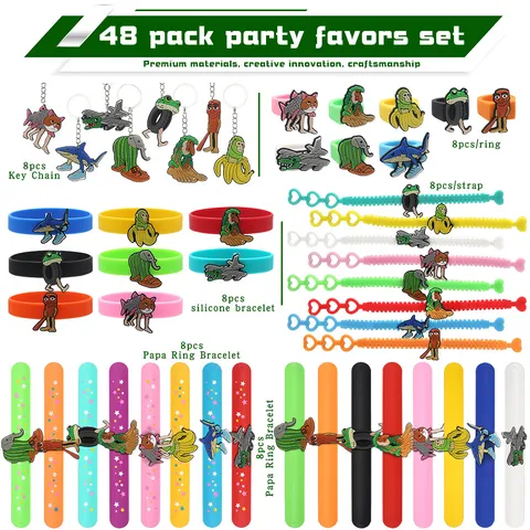 Abstract Novelty Mythical Monster Party Favors Set For Kids PVC Keychains Slap Bracelets Rings Toy Assortment Cute Bag Hanging Ornaments Novelty Gifts