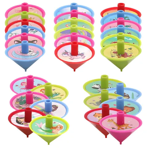 Giocattoli di Trottole in Plastica per Bambini Cartoni Animati Rotazione Manuale Antistress per Festa Regalini