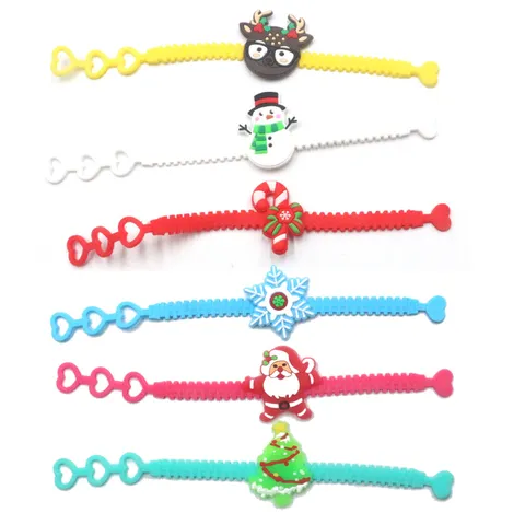 Braccialetti in Silicone di Natale per Bambini Cartone Animato Babbo Natale Renna Pupazzo di Neve Regolabile Regali di Festa