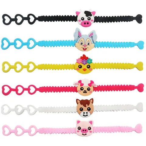 Süßes Cartoon Bauernhoftier PVC Armband Verstellbares Herzloch Armband Für Kinder Geburtstag Party Mitbringsel Dekorativer Schmuck Kleine Geschenke