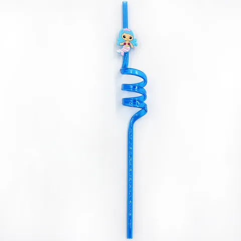 Creative Mermaid Reusable Straws Plastic Spiral Curly Drinking Straws Cartoon Character Ornaments For Kids Birthday Party Favors Decorations Supplies