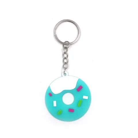 Cute Cartoon Dessert PVC Donut Keychain Simulation Food Keyring For Bag Charm Car Pendant Decorative Ornament Small Gift Accessories
