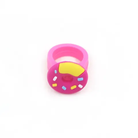Mignon Dessin Animé Donut PVC Souple En Caoutchouc Bagues Pour Enfants Couleur Dessert Nourriture Bague Jouet Enfants Fête Faveurs Cadeau Bijoux Petite Bague