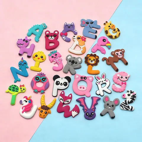 Cute Cartoon Animal Alphabet Fridge Magnets Soft PVC Early Educational Number Fruit Whiteboard Decorative Magnetic Stickers For Kids Home School