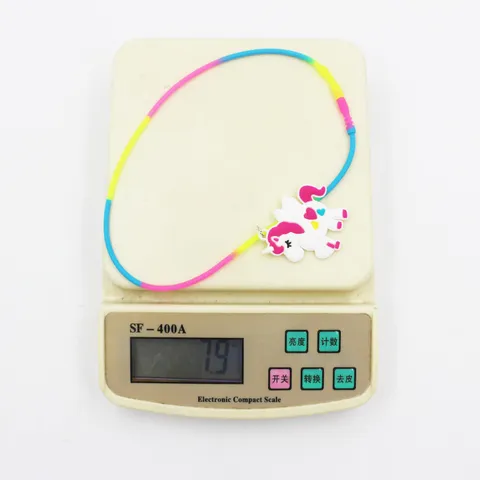 Süße Cartoon Silikon PVC Anhänger Halskette Für Kinder Bunte Farbverlauf Kordel Einhorn Meerjungfrau Flamingo Tiere Kinder Dekorative Halsketten Party Geschenk Schmuck