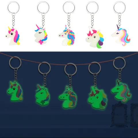 Portachiavi con Unicorno Luminoso Ciondolo in PVC Cartone Animato Portachiavi per Borsa Auto Anello Giocattoli Festa Regalo