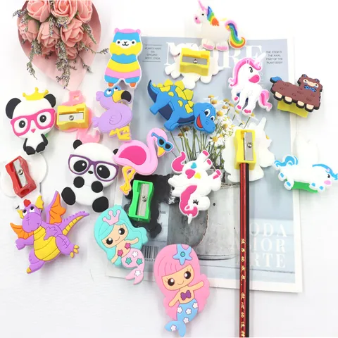 Creative Cartoon Pencil Sharpener Unicorn Mermaid Shape Manual PVC Sharpening Tool Student Stationery Kids School Supplies Prize Gift