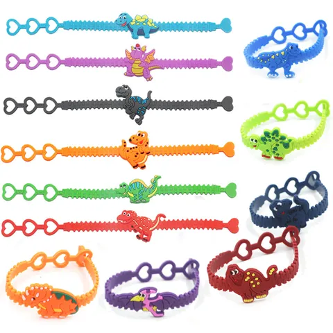 Süßes Cartoon Dinosaurier Armband Für Kinder Verstellbares PVC Herz Loch Armband Buntes Kleines Geschenk Schmuck Für Kinder
