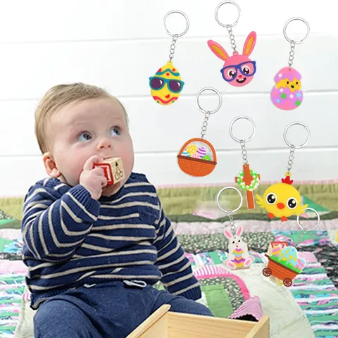 Ostern Cartoon Schlüsselanhänger Süß Hase Ei Küken Anhänger PVC Legierung Schlüsselring Festliche Party Geschenk Deko Zubehör