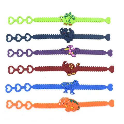 Süßes Cartoon Dinosaurier Armband Für Kinder Verstellbares PVC Herz Loch Armband Buntes Kleines Geschenk Schmuck Für Kinder