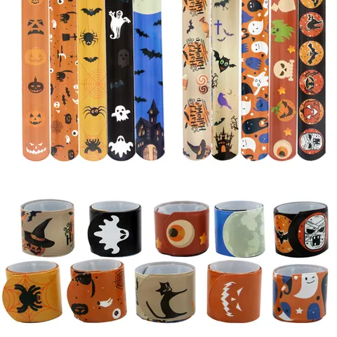 Βραχιόλια Slap Halloween PVC Κινούμενα Σχέδια Τυπωτό Slap Bands Για Δώρα Πάρτι Κολοκύθα Φάντασμα Αράχνη Περικάρπια Παιχνίδια Δώρα Παιδιά