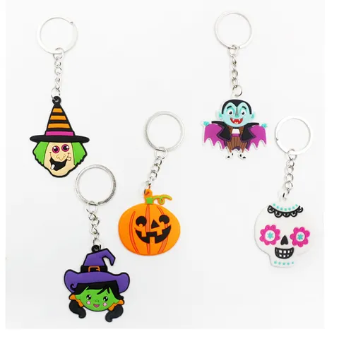 Halloween Cartoon PVC Weichgummi Schlüsselanhänger Kreative Kürbis Totenkopf Hexe Vampir Anhänger Urlaub Party Tasche Zubehör Geschenk