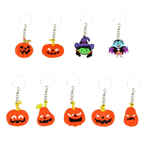 Halloween Cartoon PVC Weichgummi Schlüsselanhänger Kreative Kürbis Totenkopf Hexe Vampir Anhänger Urlaub Party Tasche Zubehör Geschenk