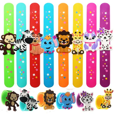 Cute Cartoon Forest Animal Slap Bracelet Soft Silicone Star Pattern Slap Wristband For Kids Party Favors Birthday Toy Gift Jewelry