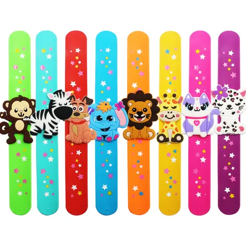 Cute Cartoon Forest Animal Slap Bracelet Soft Silicone Star Pattern Slap Wristband For Kids Party Favors Birthday Toy Gift Jewelry