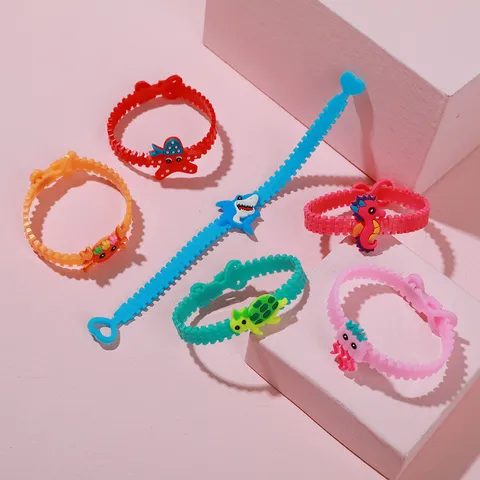 Schattige Cartoon Zeedier PVC Polsband Verstelbare Rits Armband Voor Kinderen Verjaardagsfeestje Gunsten Beloningen Sieraden Cadeau