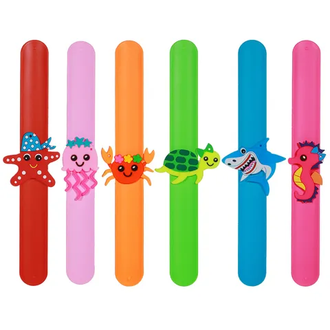 Cute Cartoon Marine Animal Slap Bracelets Silicone Shark Wristband Slap Band Kids Toy Birthday Party Favors Accessories Gifts Jewelry