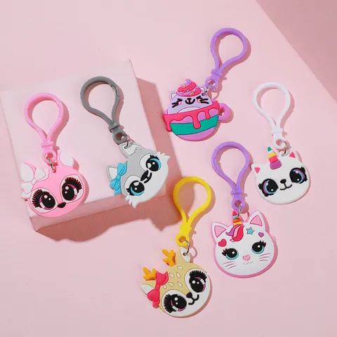 Niedliche Zeichentrickfilm Tier PVC Weichgummi Schlüsselanhänger Kreative Katze Einhorn Hirsch Auto Schlüsselring Rucksack Charme Dekorative Anhänger Zubehör