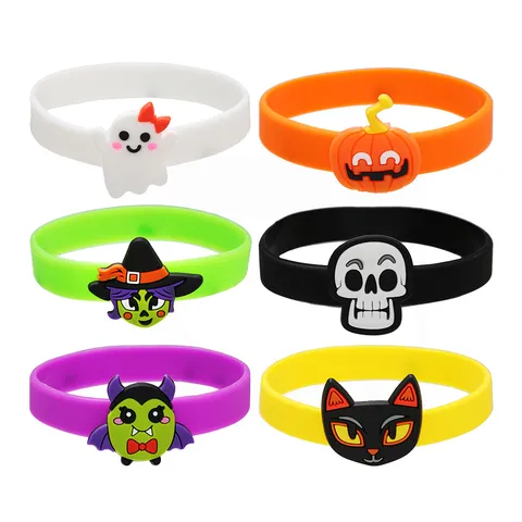 Bracelets en Silicone de Dessin Animé d'Halloween pour Enfants Fantoume Citrouille Sorcière Crâne Chauve-souris Vampire Bracelet de Festival pour Enfants Cadeau de Fête