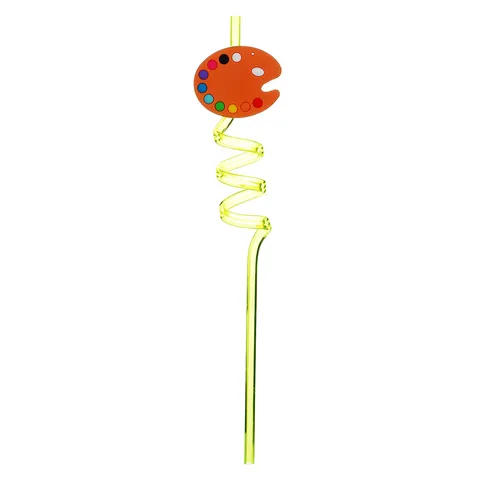 Creative Plastic Curly Straws Cute Cartoon Art Drinking Straws Fun Paintbrush Decor Toy For Kids Bar Party Supplies