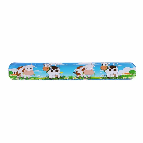 Cute Cartoon Farm Animal Printed PVC Slap Bracelets Colorful Cow Rabbit Slap Bands Toy Wristband For Kids Party Gifts Favor