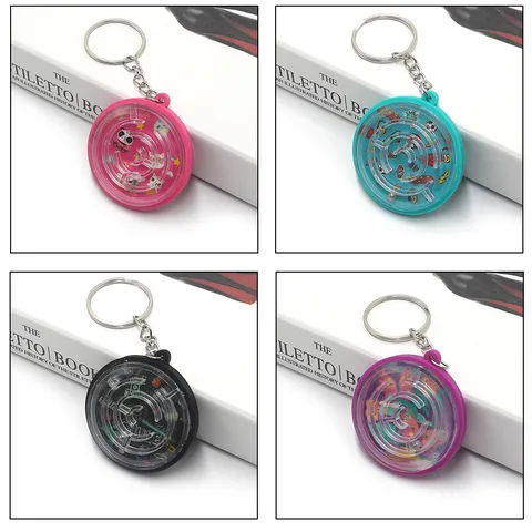 3D Maze Keychain Plastic Bead Puzzle Toy Creative Student Prize Gift Portable Decompression Pendant Key Ring