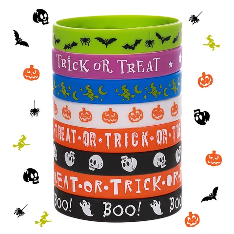 Braccialetti in Silicone di Halloween Braccialetti in Gomma Impermeabili Zucca Spettrale Fantasma Strega Regali di Festa