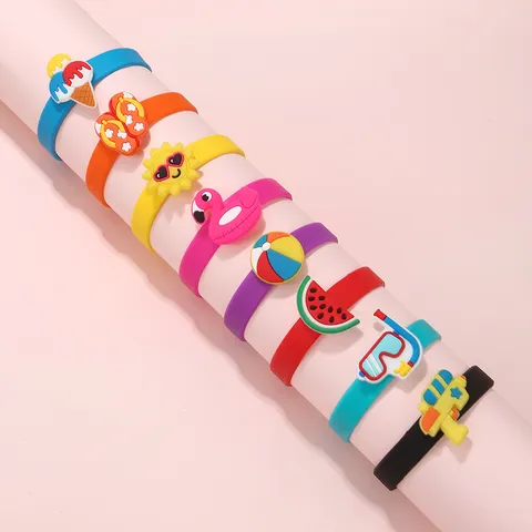 Süße Cartoon Silikon Armband Kinder Sommer Beach Sport Armband PVC Charme Gummi Handgelenk Gurt Kinder Schmuck Geschenk