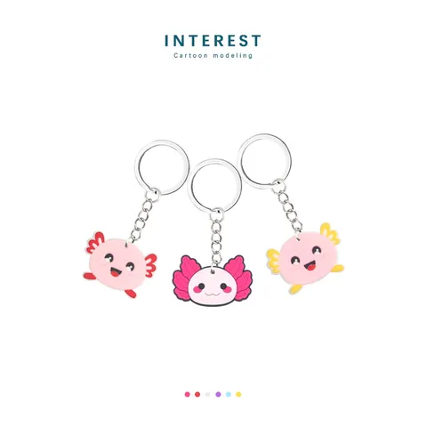 Schattige Cartoon Axolotl Sleutelhanger PVC Zacht Rubber Dinosauruse Pop Tas Hanger Kinderen Klein Cadeau Speelgoed Sleutelring