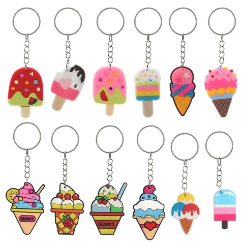 Creative Cartoon Ice Cream Keychain Cute PVC Epoxy Ice Cream Key Ring Car Bag Pendant Fashion Key Accessories Gift