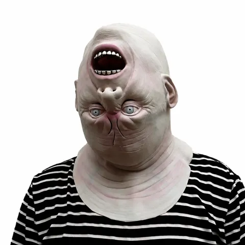 Halloween Scary Alien Head Mask Natural Latex Creepy Horror Upside Down Face Mask For Party Cosplay Costume Prop