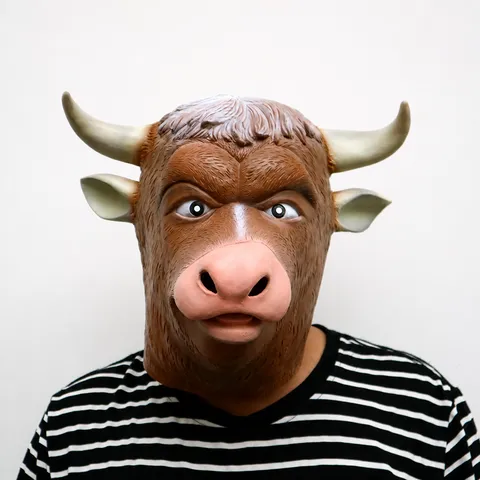 Halloween Latex Stier Kopf Maske Tier Kopfbedeckung Gruselig Cosplay Kostüm Party Requisite Neuheit Stierdämon Maske