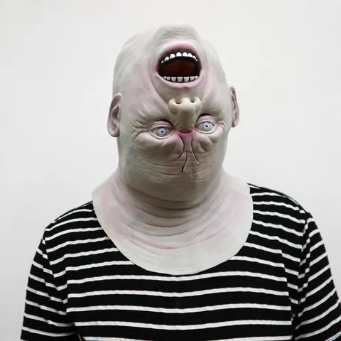 Halloween Scary Alien Head Mask Natural Latex Creepy Horror Upside Down Face Mask For Party Cosplay Costume Prop
