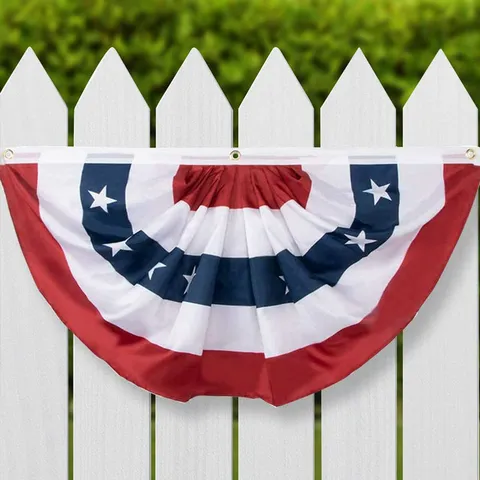 American Pleated Fan Flag Stars And Stripes Semicircle Hanging Flag Independence Day Labor Day Outdoor Decoration