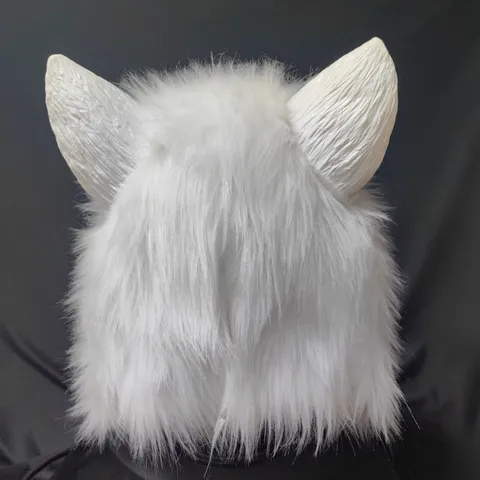 Halloween Horror Latex Plush White Wolf Mask Scary Animal Headgear For Costume Party Role Play Event Performance