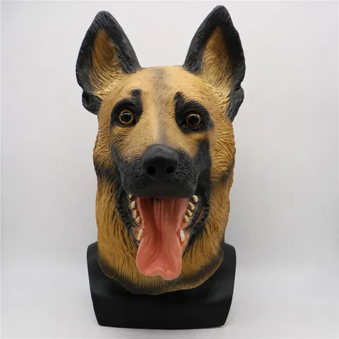 Halloween Latex Wolfshund Tier Maske Gruselig Cosplay Kostüm Party Requisite Realistischer Deutscher Schäferhund Kopfbedeckung