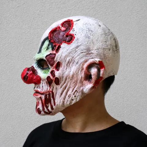 Halloween Horror Clown Latex Mask Scary Creepy Bloody Jester Headwear Horror Party Cosplay Costume Prop