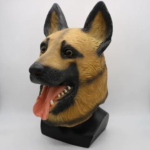 Halloween Latex Wolfshund Tier Maske Gruselig Cosplay Kostüm Party Requisite Realistischer Deutscher Schäferhund Kopfbedeckung