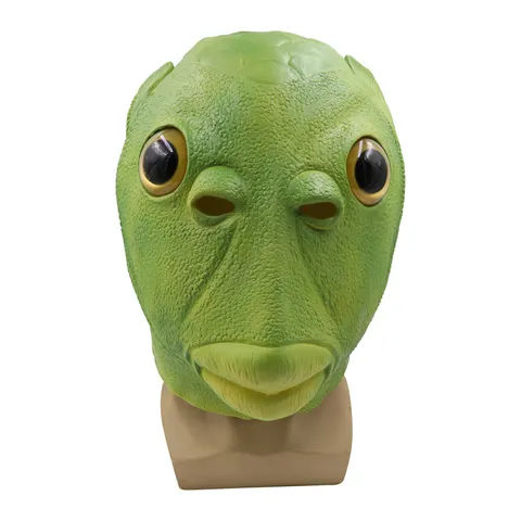Halloween Funny Green Fish Monster Latex Mask Novelty Full Headgear Costume Cosplay Party Performance Props