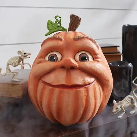 Halloween Pumpkin Outdoor Decoration Resin Scary Human Face Pumpkin Head Sculpture Yard Party Horror Prop Home Decor