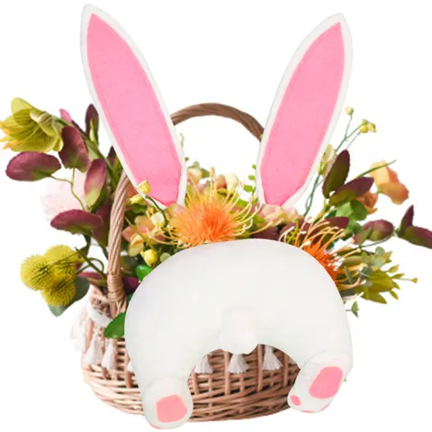 Easter Rabbit Wreath Plush Doll Ear Tail Party Scene Layout Home Decoration Festival Supplies