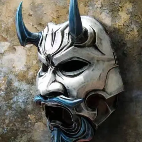 Halloween Hannya Mask Japanese Traditional Demon Cosplay Costume Prop Party Scary Latex Mask Devil Ghost Headwear